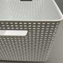 BINO | Plastic Storage Baskets with Lids, 33 Liter - 3 Pack, White | THE WOVEN COLLECTION | Storage Basket for Shelves | Woven Storage Baskets for Organizing Bins Pantry Shelf Organizer Container Bin