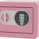 OUSURO Small Safe Box  Home Safe for Money Jewelry Documents, Solid Lock Box, Mini Security Box with Digital Electronic Security Keypad for Home Office Hotel (Pink)