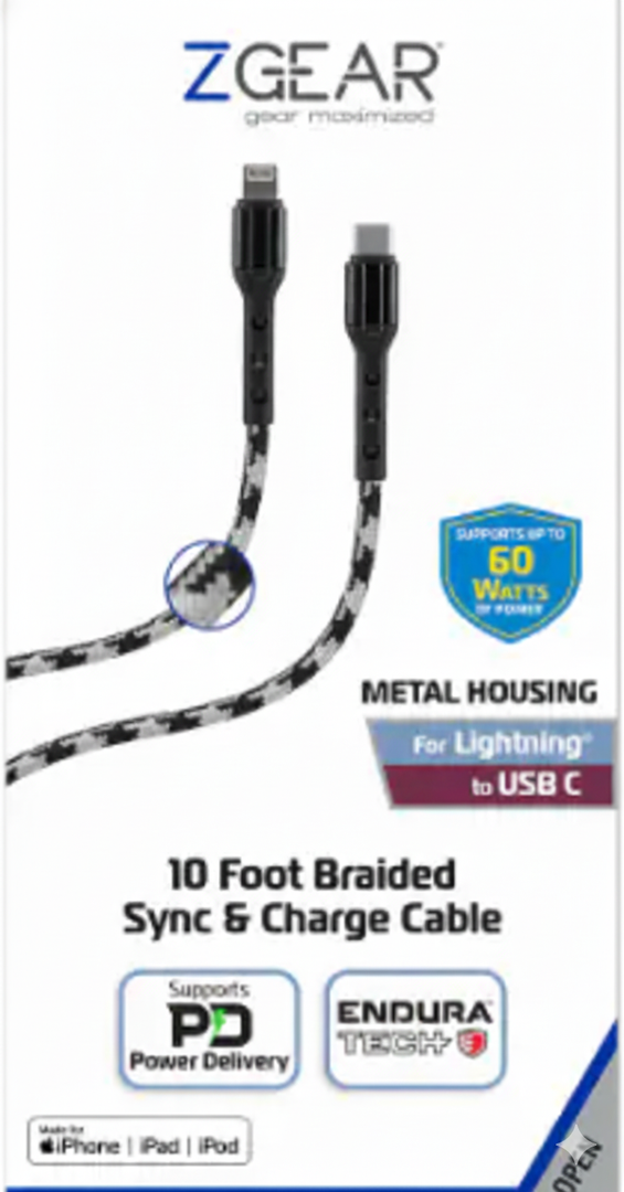 ZGR 10FT ENDURATECH LIGHTNING USB C CBL