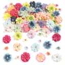 GAATEEK 90 Pcs Mini Artificial Silk Flower Heads - Multicolor Peony, Daisy, Rose Floral Appliques for Spring Summer Crafts | DIY Wreath Accessories for Wedding/Home Decor/Party/Graduation Cap