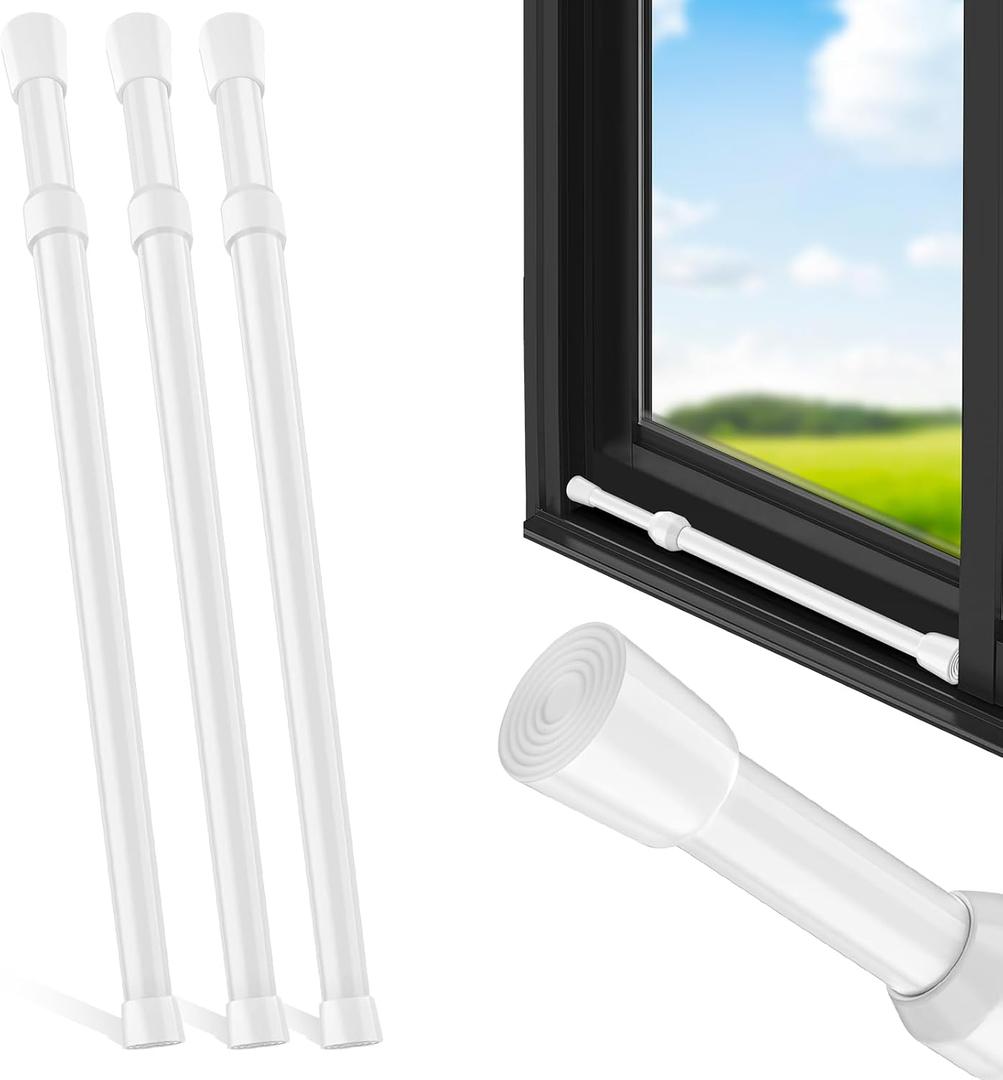3 Pack Window Security Bar Adjustable Sliding Lock Security Stick for Rubber Tips, Adjustable Sliding Glass Door Lock Bars 15.7''-27.5'' Window Safety Lock Bar (16" to 28"-3Pcs)