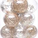 Sea Team Shatterproof Clear Plastic Christmas Ball Ornaments Decorative Xmas Balls Baubles Set with Stuffed Delicate Decorations (80mm/3.15 inch 20-Pack, Champagne)