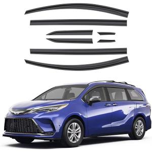 Black Rain Guards Fit for Toyota Sienna 2021 2022 2023 Tape-On Side Shatterproof Window Visor Window Deflectors, Rain Visors, 8-Piece Set