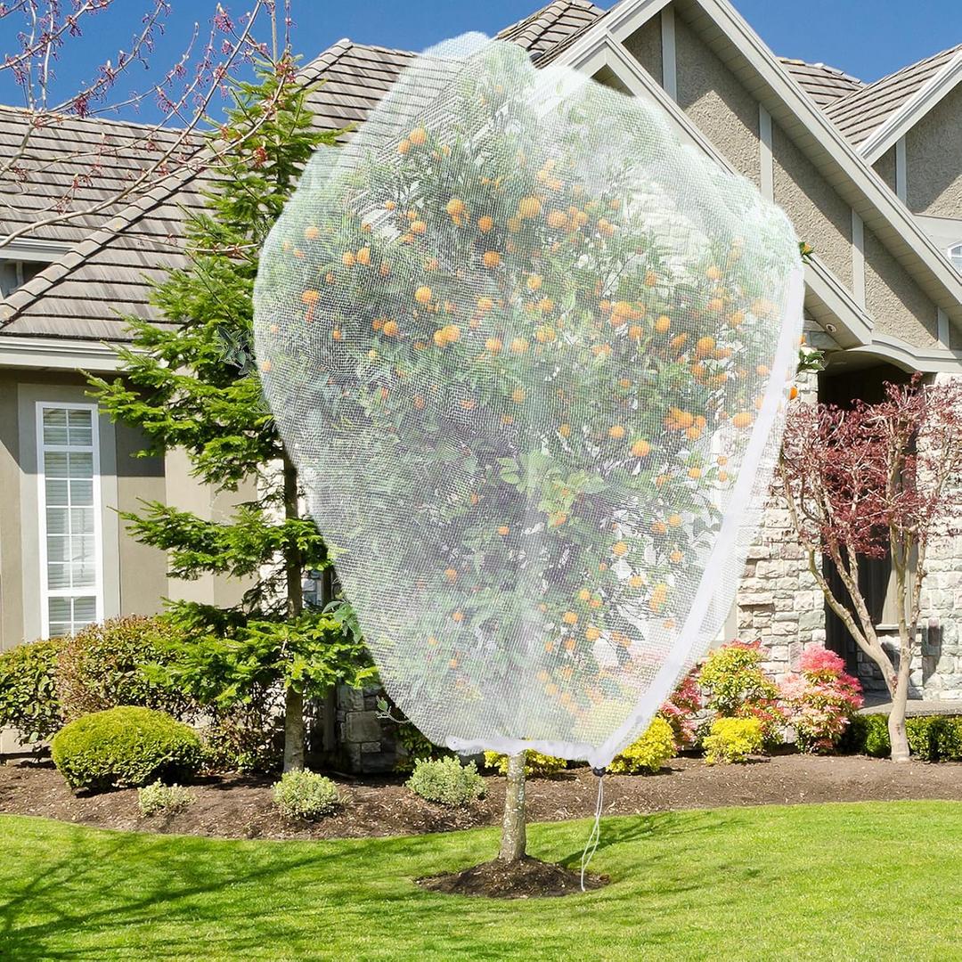 Large Fruit Tree Netting with Drawstring and Zipper, 10 * 10FT Garden Netting for Garden Protection, Insect Bird Netting for Fruit Trees, Protection from Anti Birds, Bugs,Cicadas, Insects
