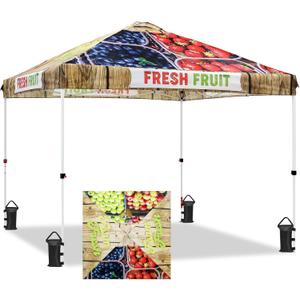 EAGLE PEAK Pop Up Canopy Tent with Wheeled Carry Bag, 8 Stakes, 4 Ropes, 4 Weight Bags, Easy Set Up Tent Canopy, 10x10 ft, 100sqft of Shade, Fruit Stand