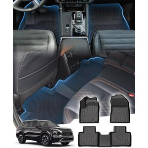 Floor Mats for 2022-2025 Mitsubishi Outlander TPE Floor Liners All Weather Floor Liners 1st&2nd Row Carpet Protection Mat Car Mats for Outlander Accessories(Not Fit for PHEV/Sport)