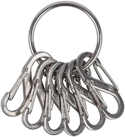 Nite Ize - NI-KRGS-11-R3_Silber Key Ring Steel S-Biner, Stainless Steel Key Chain Ring with 6 Stainless Steel Key-Holding S-Biners