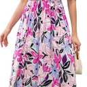 Women's Maternity Nursing Dresses Front Knot Nursing Maxi Dress for Breastfeeding with Pockets (M)