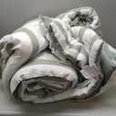 Madison Park Essentials Striped Comforter Set Queen Size, Yarn-Dyed Reversible Comforter with Minimalist Stripes, Crinkled Texture Bedding Set for All-Season Lightweight Warmth, Merritt Sage Green