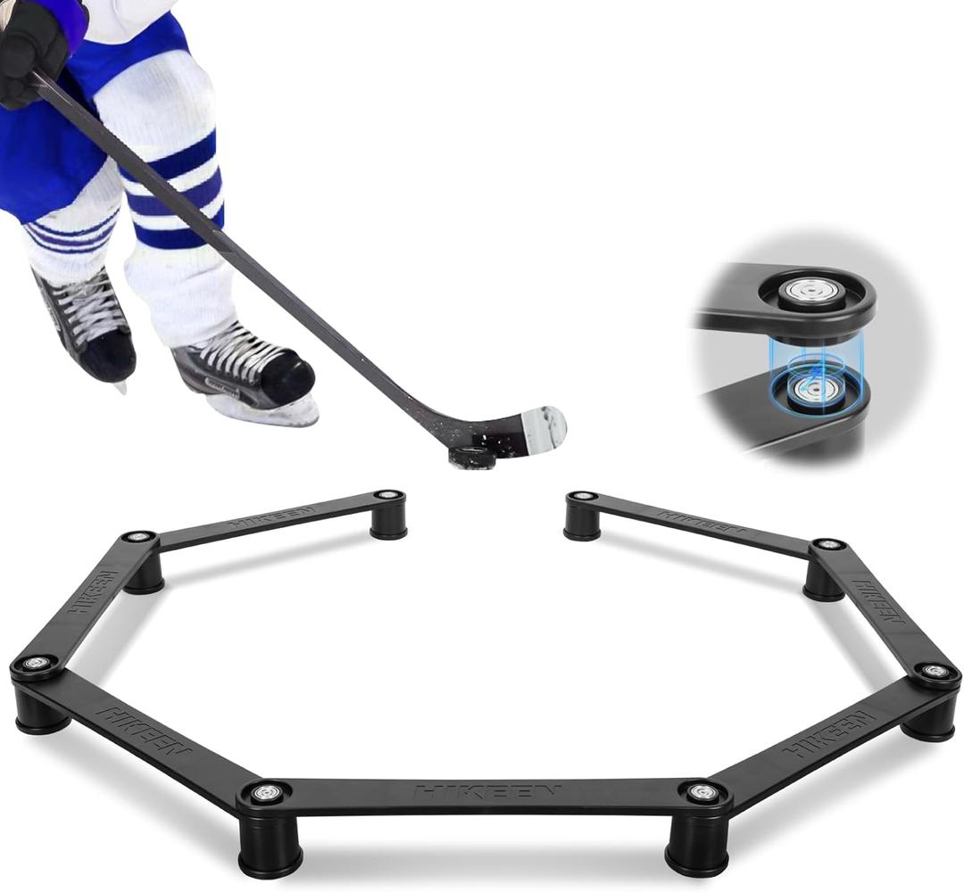 Hikeen 7-Sections Hockey Training Equipment, Magnetic Adjustable Size Hockey Stick Handling Trainer, Portable Stickhandling Training Tool for Puck Control, Reaction Time and Coordination