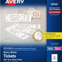 Avery Printable Tickets with Tear-Away Stubs, 1.75" x 5.5", Matte White, 200 Blank Tickets for Laser and Inkjet Printers (16154)
