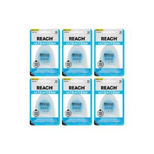 REACH Ultraclean Dental Floss, Mint, Plaque Remover for Teeth, Shred Resistant, Waxed, Easy on Gums & Teeth, Mint, Oral Care, PFAS Free, for Adults & Kids, 6 Pack, 30 yd