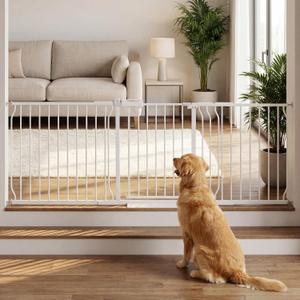 Extra Wide Baby Gates Large Long Dog Gates for the House Doorways Stairs Pressure Mount Dog Pet Gate Walk Through Metal Child Indoor Safety Gates (White, 76.38"-86.3"/194-219CM)