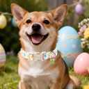 Easter Day Dog Collar, UP URARA PUP Easter Bunny Adjustable Pet Collar with Quick Release, Colorful Rabbits Dog Collars for Small Medium Large Dogs