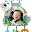Car Seat Toy, Car Mirror for Baby, Baby Mirror for Car, Baby Car Mirror for Baby Rear Facing, Travel Baby Activity Center with Hanging Engaging Toys for infants Babies 0-6-12-18 Months Boy Girl (Set4)