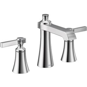 Moen TS6984 Flara Two-Handle 8 in. Widespread Lever Handle Bathroom Faucet Trim Kit, Valve Required, Chrome