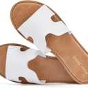 KOLILI Womens Flat Slide Sandals, Summer Fashion Sandals, Comfy Style | Warm-weather Favorite (8, White)