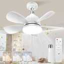 OSTIVE Socket Fan Light with Remote: 18'' Small Ceiling Fans with Lights, 2000 Lumens Dimmable Led Bulb, 3 Colors 3000K-6500K, Easy Install Screw in E26 Base for Bedroom Living Room Kitchen Garage