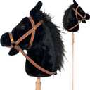 Nature Bound Stick Horse | Horse on a Stick with Sound Effects  Handcrafted Plush Stick Pony for Toddlers & Kids | Handsewn, Sturdy Wooden Handle | Pretend Play Horse Toy (Black)