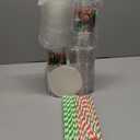 Domensi 50 Pcs Christmas Party Table Decoration July 12 oz Disposable Plastic Cups with Lids and Straws Christmas Cups Clear Summer Party Supplies Tableware for Tropical Cold Beverage Drinking Ice Tea