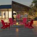 MUCHENGHY Folding Adirondack Chairs, Patio Chairs, Lawn Chairs, Outdoor Chairs, Adirondack Chair Plastic, Fire Pit Chairs, Weather Resistant with Cup Holder for Deck, Backyard, Garden(Red), 32.9D x 29.4W x 35.8H in