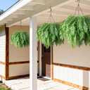 Artificial Hanging Plants Outdoor, UV Resistant Fake Fern Faux Greenery for Outside Planter Patio Home Garden Decor (5 Branches&1 Basket)