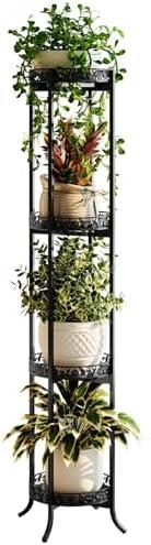 COPREE 4-tier Plant Stand, Space-Saving Iron Planter Shelves Flower Pot Organizer Rack Multiple Flower Pot Display Holder Shelf Indoor Outdoor Heavy Duty Planter Shelving Unit