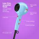 Conair Cake Pop Hair Dryer with Diffuser & Concentrator Attachments, Blow Dryer, Hair Dryers for Women, Tourmaline Ceramic Technology, 3 Heat/2 Speed Settings, Compact Hair Dryer w/Concentrator, Blue