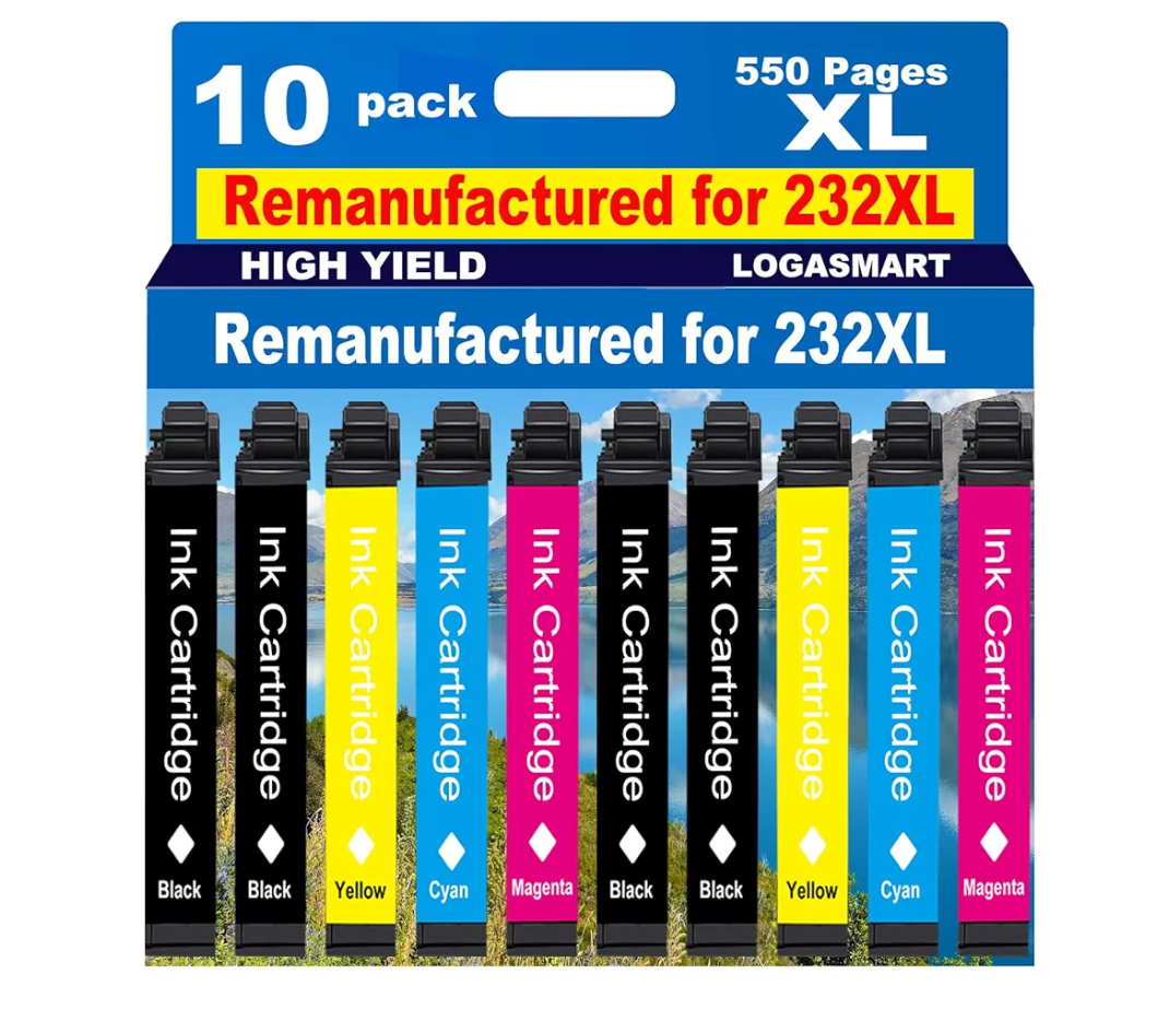 for 232XL Remanufactured for Epson 232XL Ink Cartridges Combo Pack for 232 XL T232 XL for XP-4200 XP-4205 Workforce WF-2930 WF-2950 Printer 10pack