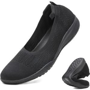 LEDINEY Women's Flats Slip On Go Walk Shoes for Women Comfortable Walking Sneakers Knit Low Wedge Dressy Ballet Shoes Zapatos para Mujer, Size 6 