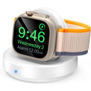 2026 Upgraded for Apple Watch Charger Magnetic Fast Charging Dock,Portable Wireless Charging Stand Compatible with iWatch Series Ultra/SE/11/10/9/8/7/6/5/4/3/2 Support Nightstand Mode-White