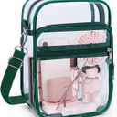 Blvornl Clear Crossbody Bag with Adjustable Shoulder Strap, Stadium Approved PVC Clear Purse Bag, Clear Messenger Bag (Large, Green)