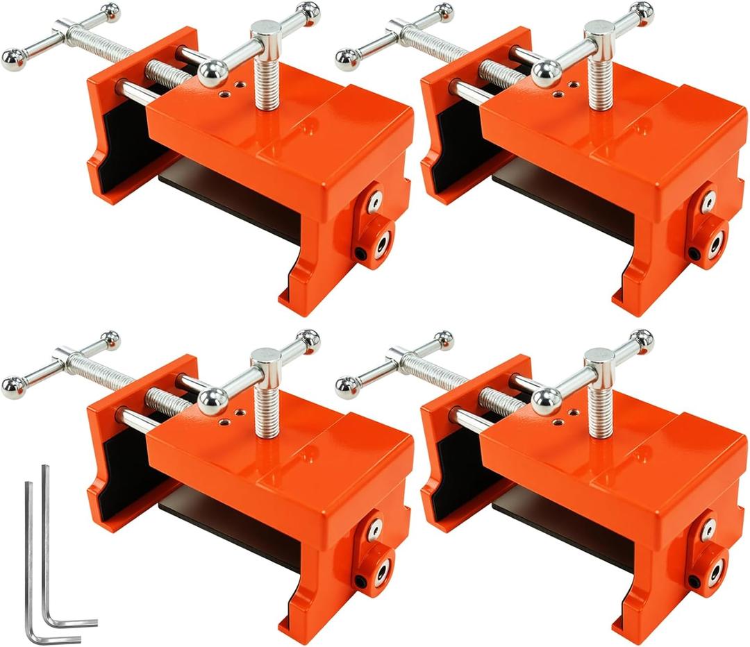 Cabinet Clamps for Woodworking and Cabinet Installation, 4 Pack Heavy Duty Face Frame Clamps with Alignment Plate, Perfect for Drawer Fronts, Panels, and Cabinet Hardware Jig Installation(Orange)