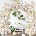 Amandir 173 Pcs Pearl White Balloon Arch Garland Kit, Double-Stuffed Pearl Ivory White Sand Clear Baptism Balloons for Wedding Bridal Shower Engagement First Communion Birthday Party Decorations