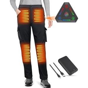 FERNIDA Women Heated Pants with Battery Pack Fleece-Lined Softshell Electric Heating Snow Pants for Outdoor Hiking Skiing XL