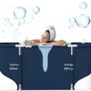 55" Extra Large Portable Foldable Bathtub Soaking Bathing Tub with Metal Frame for Adult Bathroom Folding SPA Tub for Shower Stall, Separate Family Bathroom SPA Tub for Hot Ice Bath