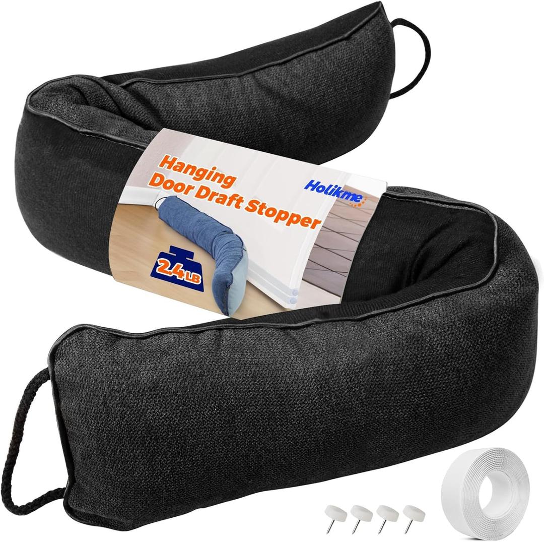 Holikme Weighted Door Draft Stopper 32 inch, Heavy Duty Under Door Draft Blocker Bottom Door Seal Noise and Air, Door Guard Saving Energy, Black