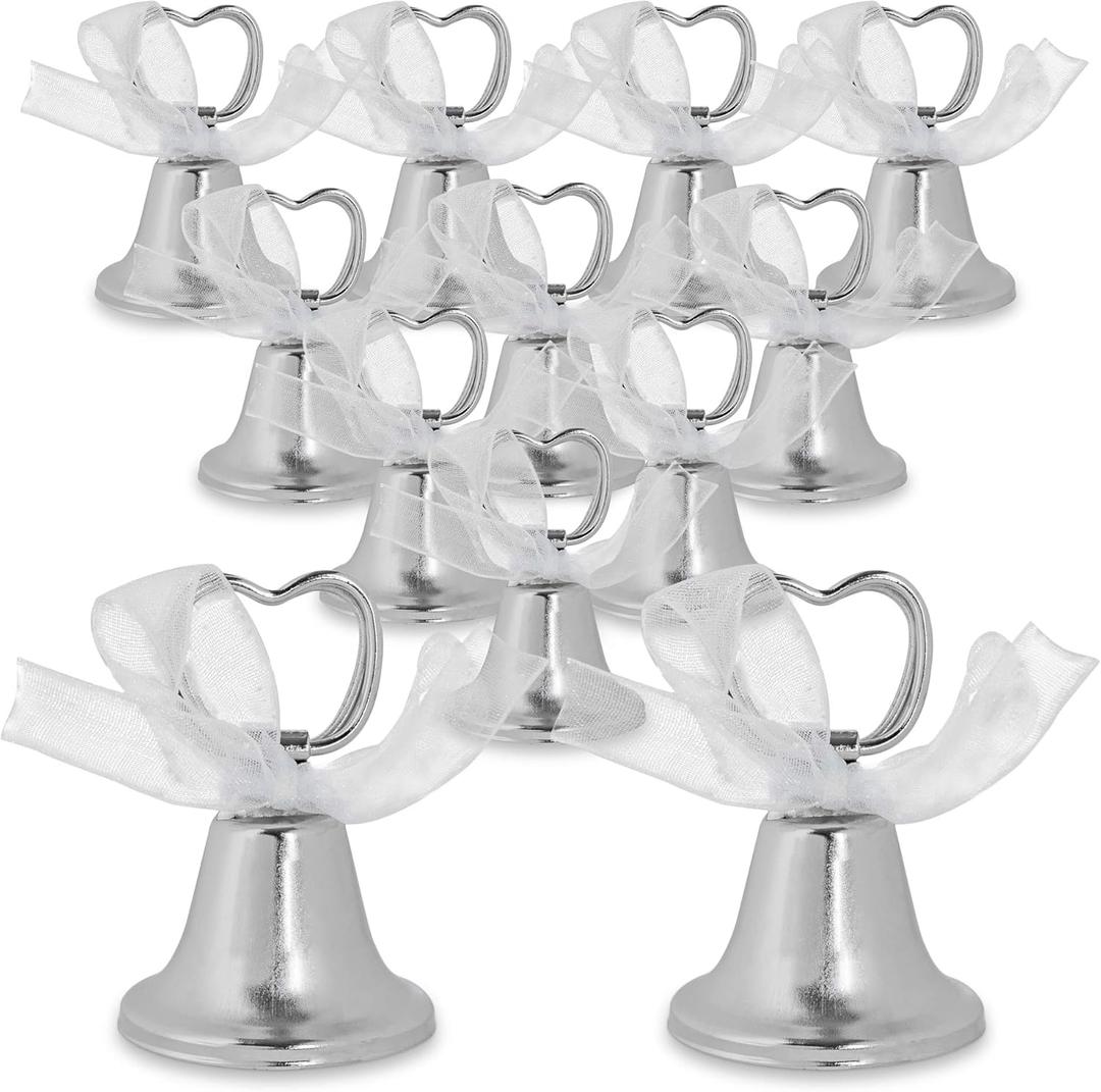 Super Z Outlet Silver Bell Place Card Holders for Table Numbers, Restaurant Menu, Weddings, Party Decoration (12 Pack)