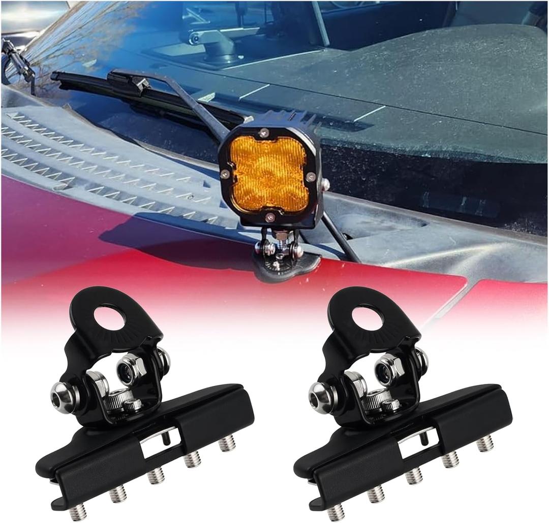 2PCS Car Light Bar Mounts with 5-Hole Design,No-Drill LED Light Bar Mounting Brackets for Fixing & Adjusting LED Bars Lights,Upgraded Car Accessories Lights Bars Mount for Hood