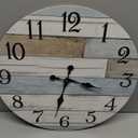 Wall Clock Battery Operated 8 Inch Silent Non Ticking Coastal Design Country Rustic Retro Decorative for Bathroom Kitchen Living Room Bedroom (Blue)