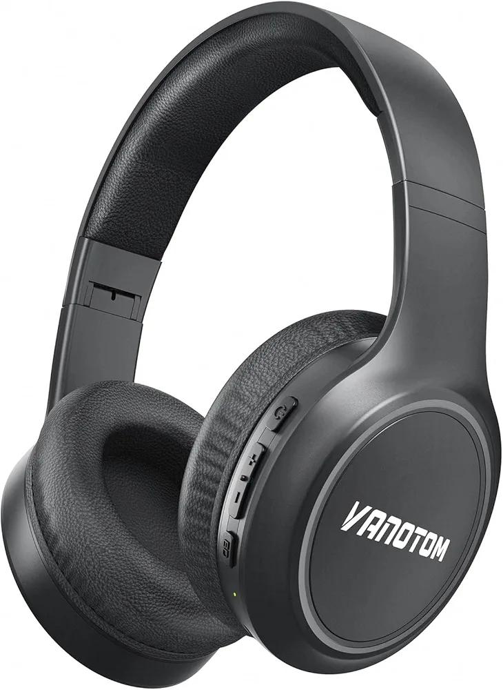 VANOTOM Wireless Headphones Bluetooth Headphones with Microphone,Noise Canceling Wireless On-Ear Headset（Black）