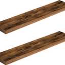 HOOBRO Floating Shelves for Wall, Wall Mounted Shelf Set of 2, 39.4" Hanging Shelf with Invisible Brackets, for Wall Bathroom, Bedroom, Toilet, Kitchen, Livingroom, Office, Rustic Brown BF100BJP201G2