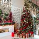 YYNXSY 8X6FT Christmas Theme Photography Background Fireplace Christmas Tree Background Picture Photo Background Newborn Holiday Room Decoration Banner Christmas Eve Party YY-3509