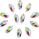 DONGZHOU Sew On Rhinestone AB Sewing Stone with Holes Navette Shape Beads Crystals Flat Back Glass Rhinestones Crystal Gems Clothing Accessories for Costume, Clothes, Garments, DIY Crafts 10 * 5