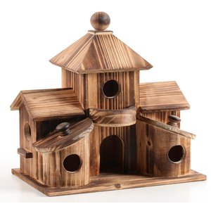 Bird Houses for Outside, Wooden 6 Hole Bird House Room for Multiple Birds, Outdoors Hanging Birdhouse Nesting Box for Garden, Bird Hotel for Wren Chickadee Sparrow