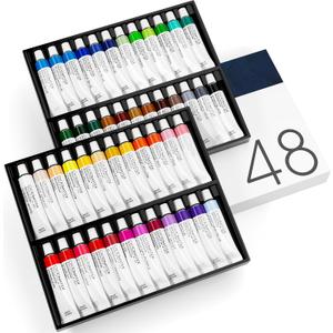 CHROMATEK Watercolor Paint Set - 48 Piece Kit for Adults, Beginners & Professional Artists - 48 x 12ml Liquid Water Color Tubes - Richly Pigmented Vibrant Colors - Art Supplies