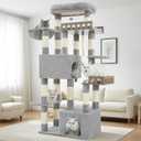 Gitelsnour Maine Coon Cat Tree, Heavy Duty Cat Tree for Indoor Cats Large Adult, Cat Tower for Large Cats 20 lbs+ with Hammock, 2 Big Perches, 2 Cat Condos, 15 Scratching Posts, Light Gray GCT033W