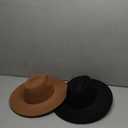 2 Pack Mens Womens Fedora Hat Classic Wide Brim Floppy Panama Hat with Ring Belt Buckle Fashion Fedora Hat (One Size, Black+black)