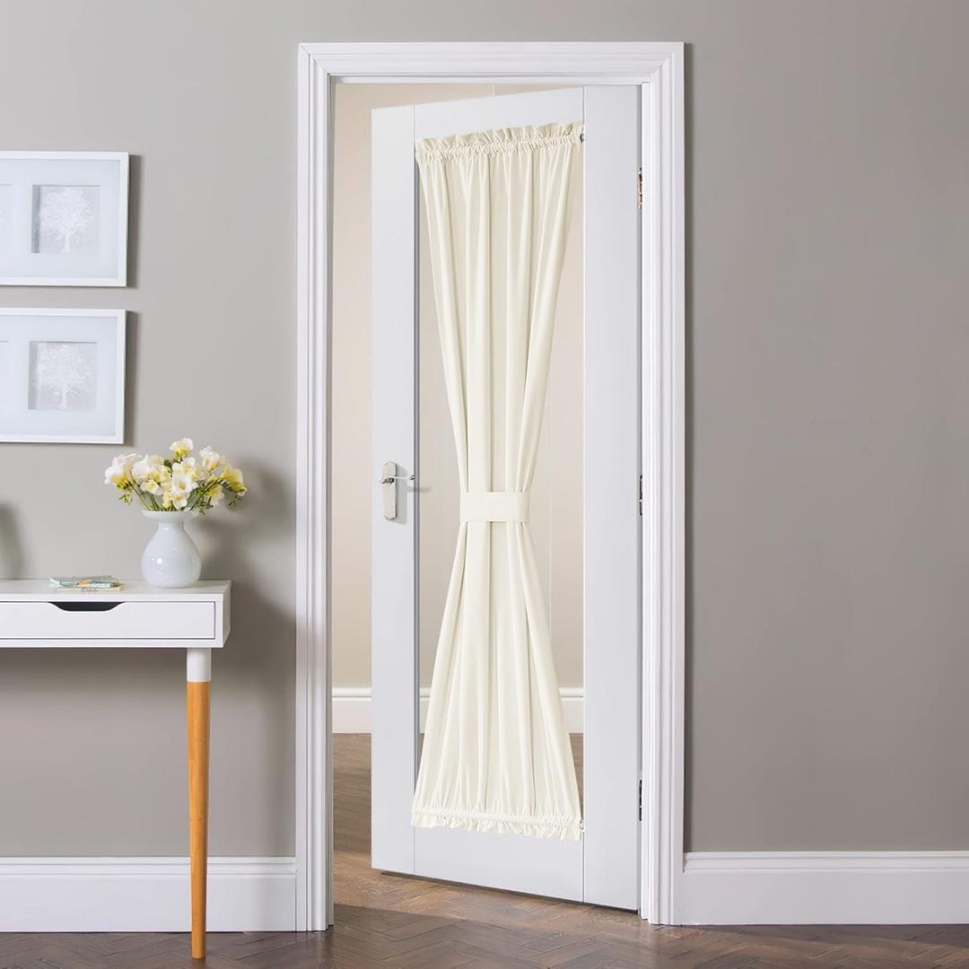 NICETOWN French Door Velvet Curtains - Super Soft Thick Velvet Texture Drapes Room Darkening Window Treatment Set Soundproof Privacy Panel Blinds, Wide 36" by Long 72", 1 Panel, Ivory White