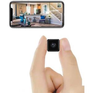 Mini Indoor Wireless WiFi Camera Spy Small Home Security Hidden Cameras Body Small Outdoor Camara Micro Nanny Cam Pet Dog Babysitter House Security Cams Room Cams No Need Wifi Cam Compatible Android (BLACK01)